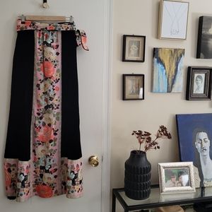 Vintage 1960s Floral and Velvet Skirt